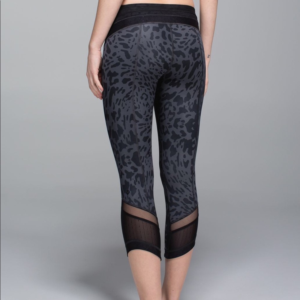 Lululemon just breathe crop in gray cheetah print